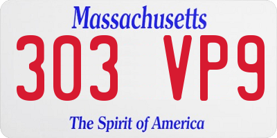MA license plate 303VP9