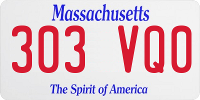 MA license plate 303VQ0