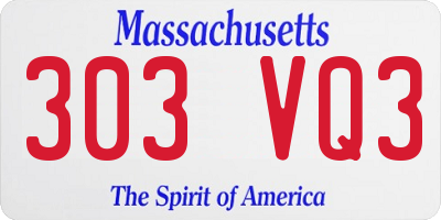 MA license plate 303VQ3