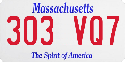 MA license plate 303VQ7