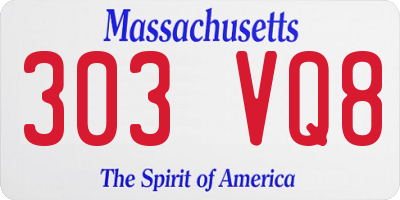 MA license plate 303VQ8