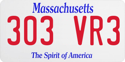 MA license plate 303VR3