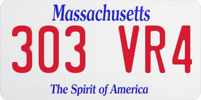 MA license plate 303VR4