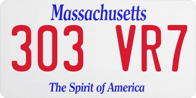 MA license plate 303VR7