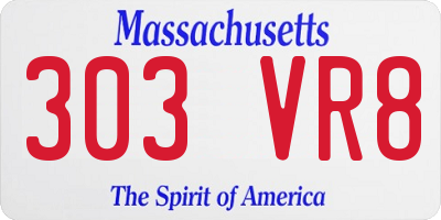 MA license plate 303VR8