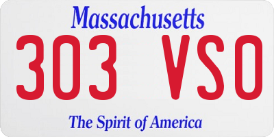 MA license plate 303VS0