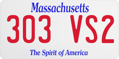 MA license plate 303VS2