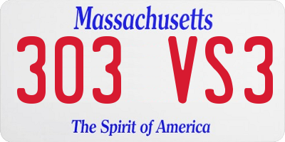 MA license plate 303VS3