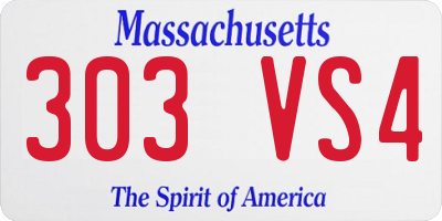 MA license plate 303VS4