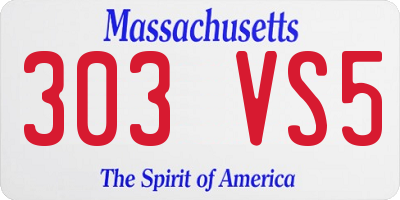 MA license plate 303VS5