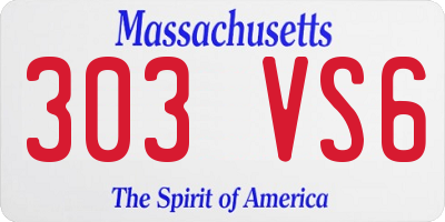 MA license plate 303VS6