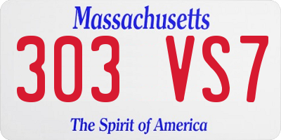 MA license plate 303VS7