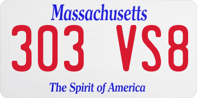 MA license plate 303VS8