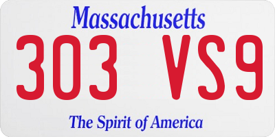 MA license plate 303VS9