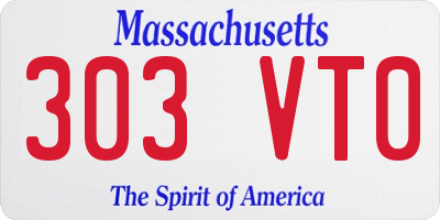 MA license plate 303VT0