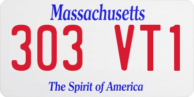 MA license plate 303VT1