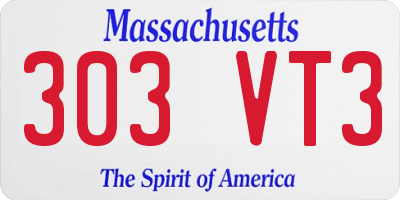 MA license plate 303VT3