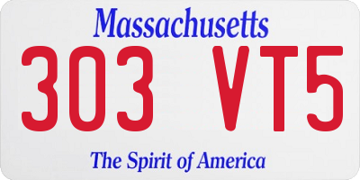 MA license plate 303VT5