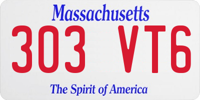 MA license plate 303VT6
