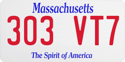 MA license plate 303VT7