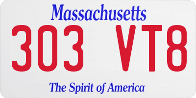 MA license plate 303VT8