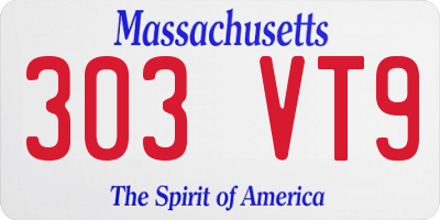 MA license plate 303VT9