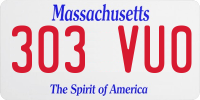 MA license plate 303VU0