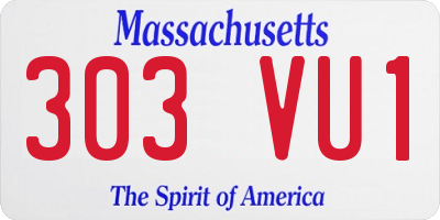 MA license plate 303VU1