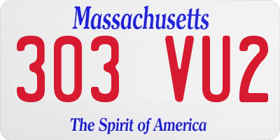 MA license plate 303VU2