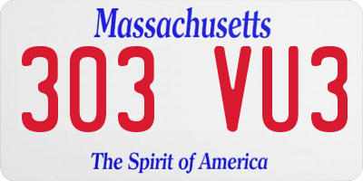 MA license plate 303VU3