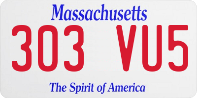 MA license plate 303VU5