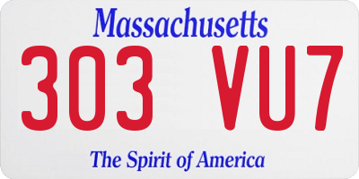 MA license plate 303VU7