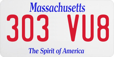 MA license plate 303VU8