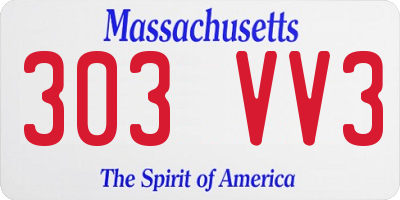 MA license plate 303VV3