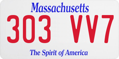 MA license plate 303VV7