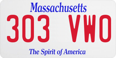 MA license plate 303VW0