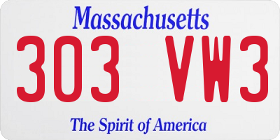 MA license plate 303VW3