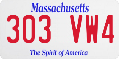 MA license plate 303VW4