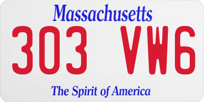 MA license plate 303VW6