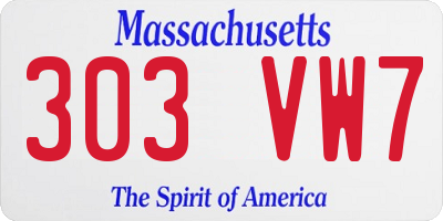 MA license plate 303VW7