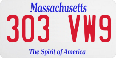 MA license plate 303VW9