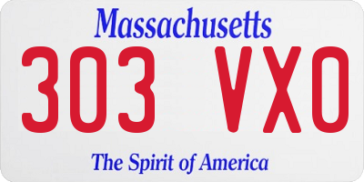 MA license plate 303VX0