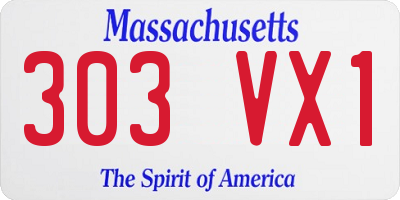 MA license plate 303VX1