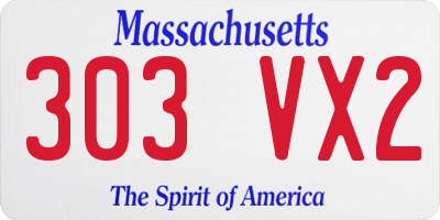 MA license plate 303VX2