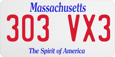 MA license plate 303VX3