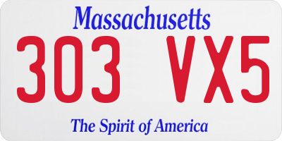 MA license plate 303VX5