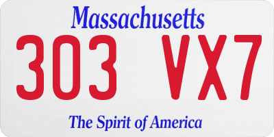 MA license plate 303VX7