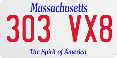 MA license plate 303VX8
