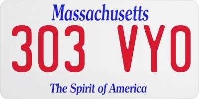 MA license plate 303VY0