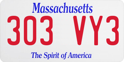 MA license plate 303VY3
